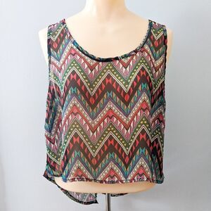 Madrag Open Back Semi Sheer Boho Crop Top